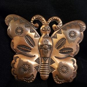 Vintage Copper 2"x1" Southwest Navajo Aztec brooch pin